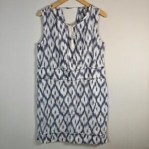 Toad&Co Shakti Ikat Print Sleeveless Shift Mini Dress Medium 100% Organic Cotton